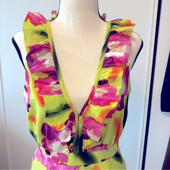 ANDREW MARC Bright Floral V-Neck Dress - Picture 3 of 9